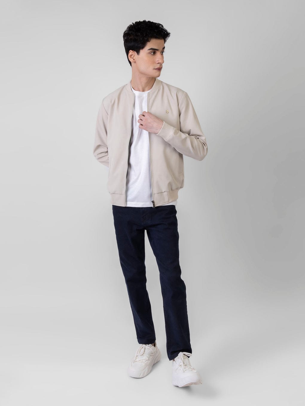 Beige Bomber Jacket